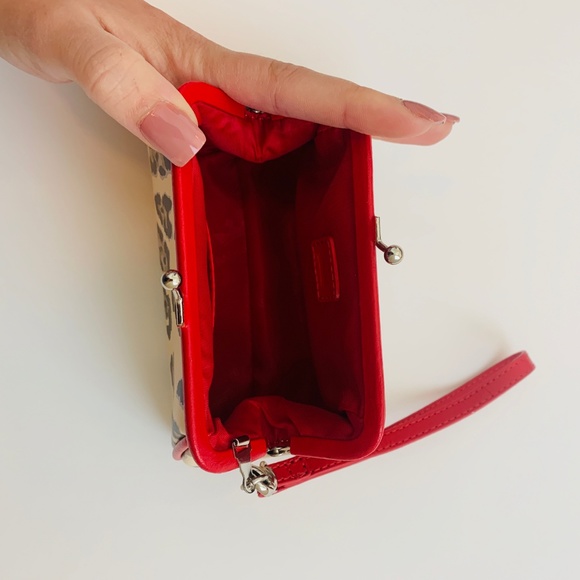 Baekgaard Cheetah Print with Red Trim Wristlet - Picture 3 of 6